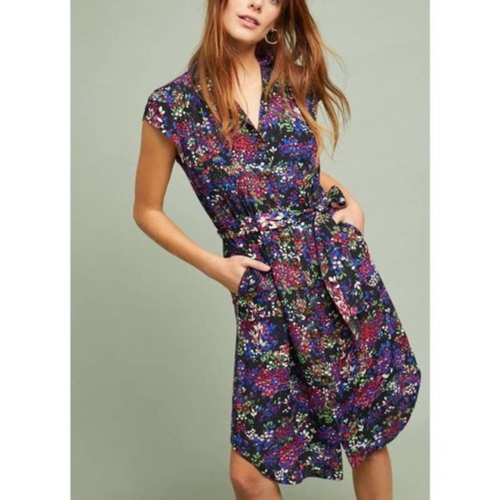 Anthropologie wildflower shirt dress. Size 16